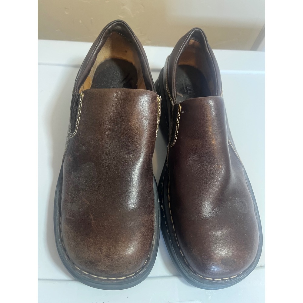 Born Leather Slip On Clogs Shoes Comfort Brown Casual Womens Size 8.5 / 40